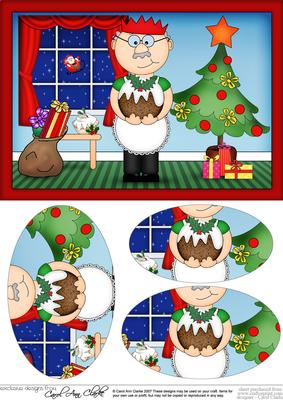 A5 Old Man Bert's Xmas Pud Oval Pyramage Topper
