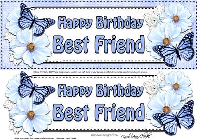 Large Dl Birthday Best Friend Floral Butterflies 3D Decoupag
