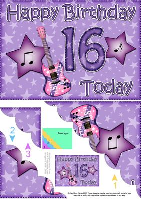 5x7 16th Birthday Guitar Scallop Corner