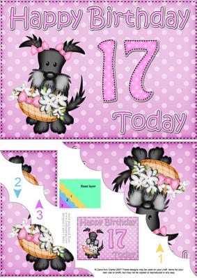5x7 17th Birthday Hamish Scottie Dog Scallop Corner