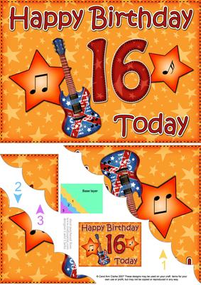 5x7 16th Birthday Guitar Scallop Corner