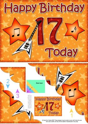 5x7 17th Birthday Guitar Scallop Corner