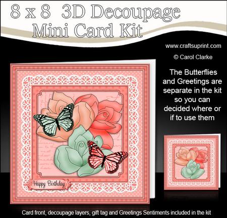 8 x 8 Flowers Butterflies & Lace 3D Decoupage Mini Kit