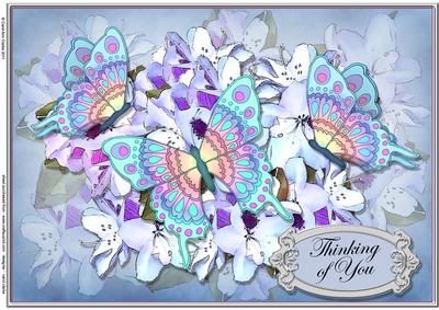 A4 Thinking of You Flowers & Butterfly Card Topper