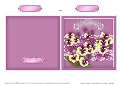 Birthday Pansies Quick Cut and Fold Card