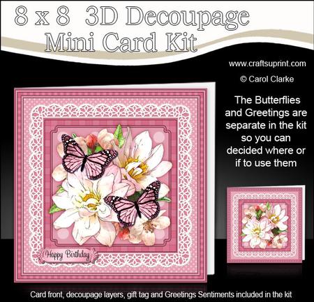 8 x 8 Flowers Butterflies & Lace 3D Decoupage Mini Kit