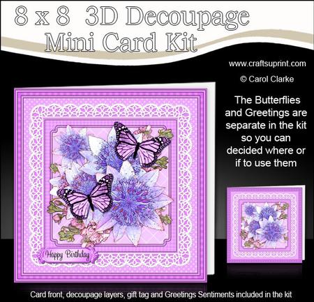 8 x 8 Flowers Butterflies & Lace 3D Decoupage Mini Kit