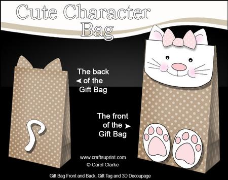 3D Cat Cute Character Gift Bag Mini Kit