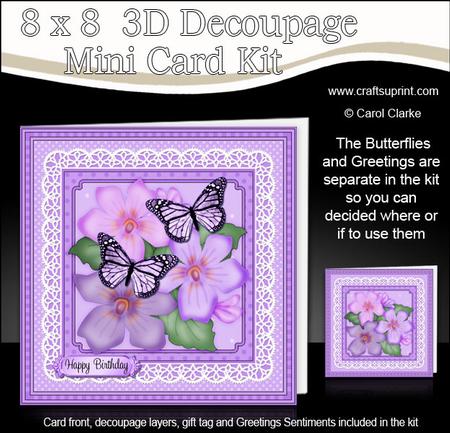 8 x 8 Flowers Butterflies & Lace 3D Decoupage Mini Kit