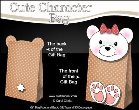 3D Little Teddy Cute Character Gift Bag Mini Kit