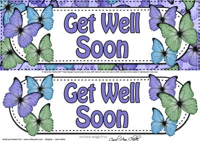 Large Dl Get Well Soon Butterflies 3D Decoupage