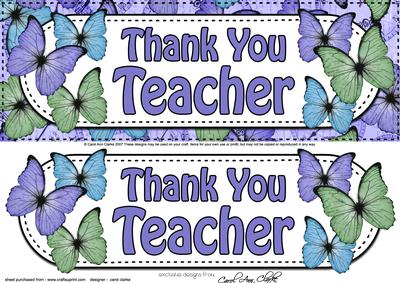 Large Dl Thank You Teacher Butterflies 3D Decoupage