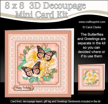 8 x 8 Flowers Butterflies & Lace 3D Decoupage Mini Kit
