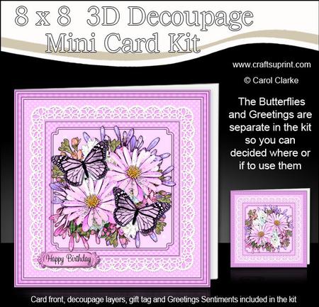 8 x 8 Flowers Butterflies & Lace 3D Decoupage Mini Kit