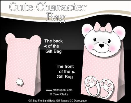 3D Little Teddy Cute Character Gift Bag Mini Kit