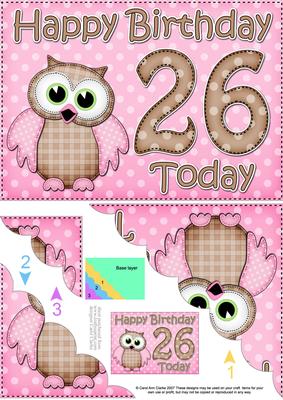 5x7 26th Birthday Hoot Owl Scallop Corner