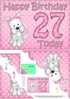 5x7 27th Birthday Jess Westie Dog Scallop Corner