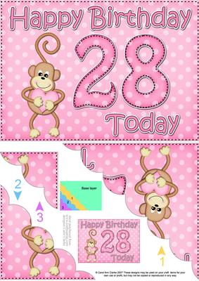 5x7 28th Birthday Chunky Monkey Scallop Corner