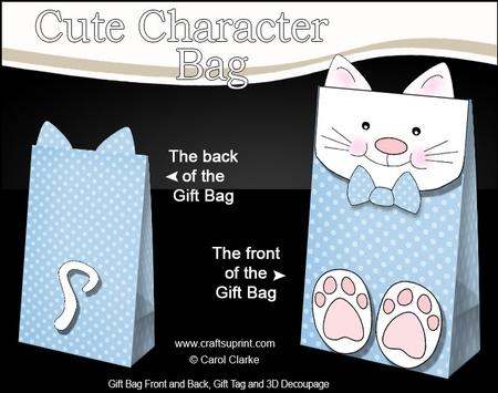 3D Cat Cute Character Gift Bag Mini Kit