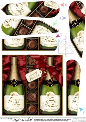 Birthday Twin Brother Champers & Chocs Fan Pyramage Topper