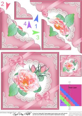 Rose and Lace Scallop Corner Side Stacker Topper