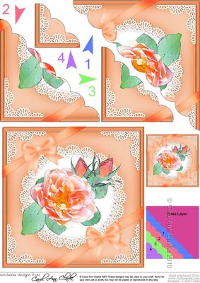Rose and Lace Scallop Corner Side Stacker Topper