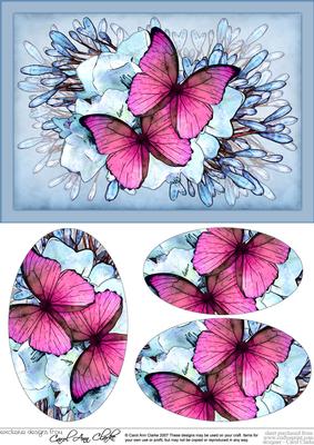 A5 Butterflies & Flowers Oval Pyramage Topper