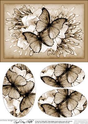 A5 Butterflies & Flowers Oval Pyramage Topper