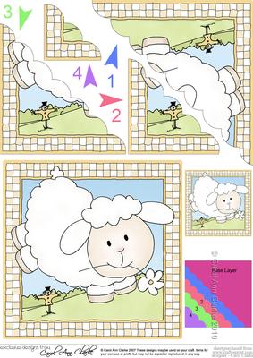 Little Lamb Scallop Corner Side Stacker Topper