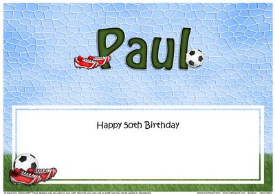50th Birthday Paul Football Large Dl Matching Insert