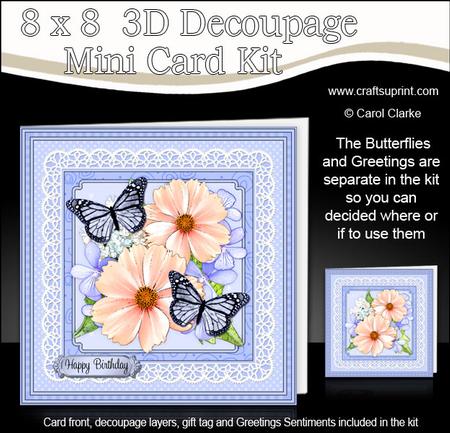 8 x 8 Flowers Butterflies & Lace 3D Decoupage Mini Kit