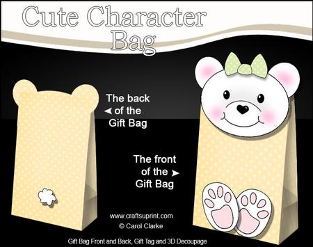3D Little Teddy Cute Character Gift Bag Mini Kit