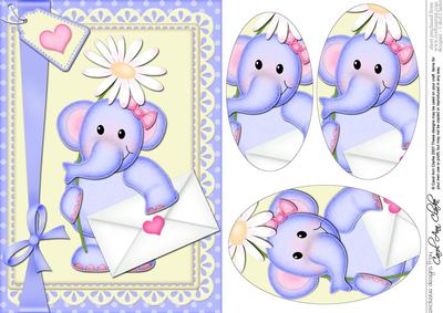 A5 Lola Elephant's Love Letter Oval Pyramage Topper