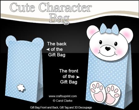 3D Little Teddy Cute Character Gift Bag Mini Kit