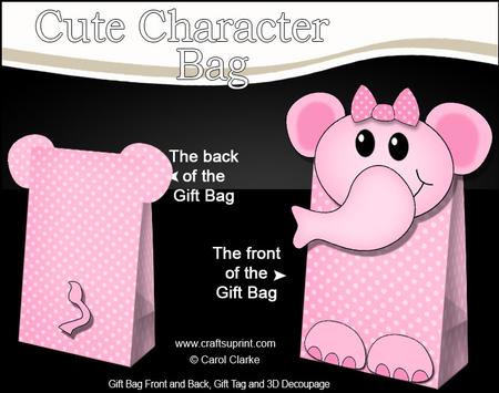 3D Lola Elephant Cute Character Gift Bag Mini Kit
