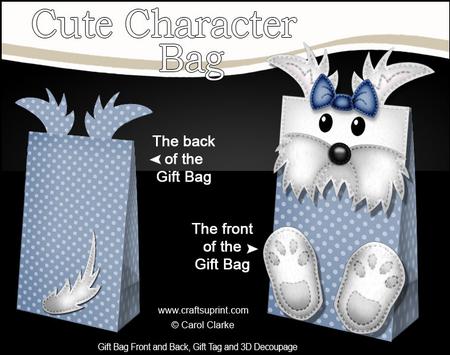 3D Jock Westie Dog Cute Character Gift Bag Mini Kit