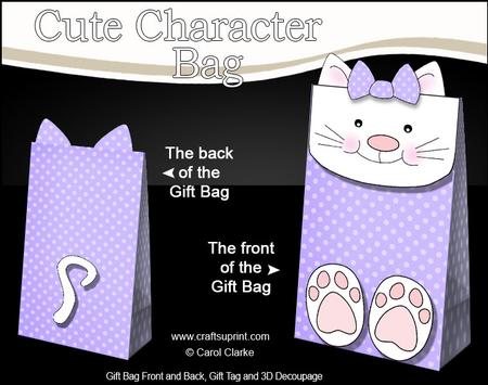 3D Little Cat Cute Character Gift Bag Mini Kit