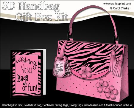 3D Animal Print Handbag Treat or Favour Box Kit