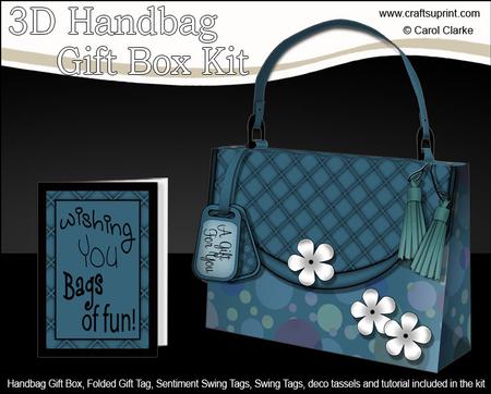 3D Elegant Dots & Flowers Handbag Treat or Favour Box Kit