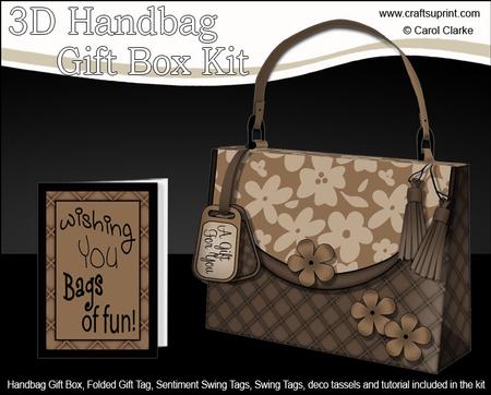 3D Coffee & Cream Floral Handbag Treat or Favour Box Kit