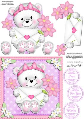 Teddy Tess's Letter Quick Card & 3D Decoupage