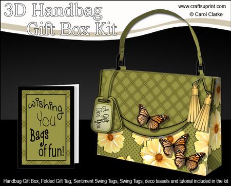 3D Butterflies & Flowers Handbag Treat or Favour Box Kit