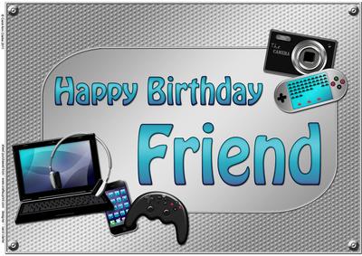 A4 Birthday Friend Gadgets N Gizmos Card Topper