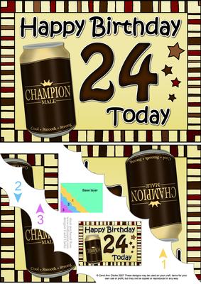5x7 24th Birthday Beer Scallop Corner