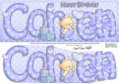 Large Dl Birthday Cohen Teddies Quick Card N 3D Decoupage