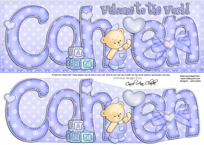 Welcome to the World Cohen Quick Card N 3D Decoupage