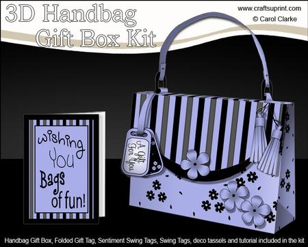3D Flowers & Stripes Handbag Treat or Favour Box Kit