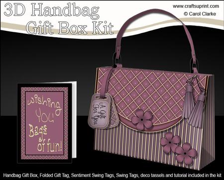 3D Elegant Stripes Handbag Treat or Favour Box Kit