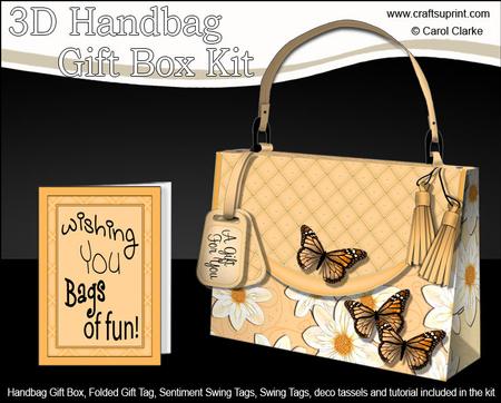 3D Butterflies & Flowers Handbag Treat or Favour Box Kit