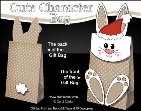 3D Little Bunny Cute Xmas Character Gift Bag Mini Kit